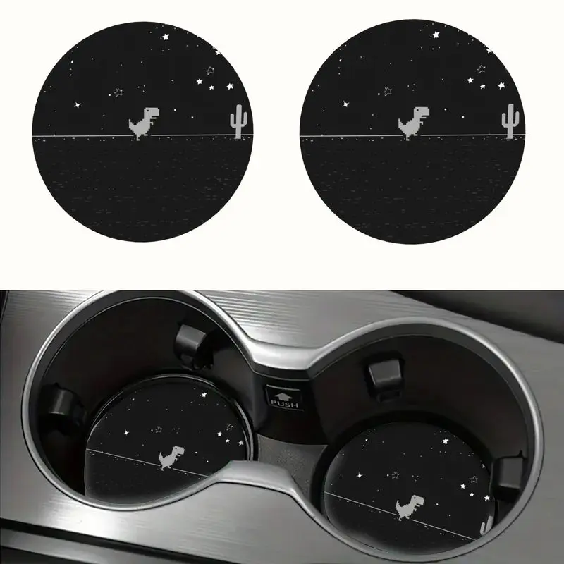 Set of Two Coasters Featuring a Dinosaur Design, Designed to Prevent Slipping And Suitable for Various Surfaces in Both Vehicles And Homes