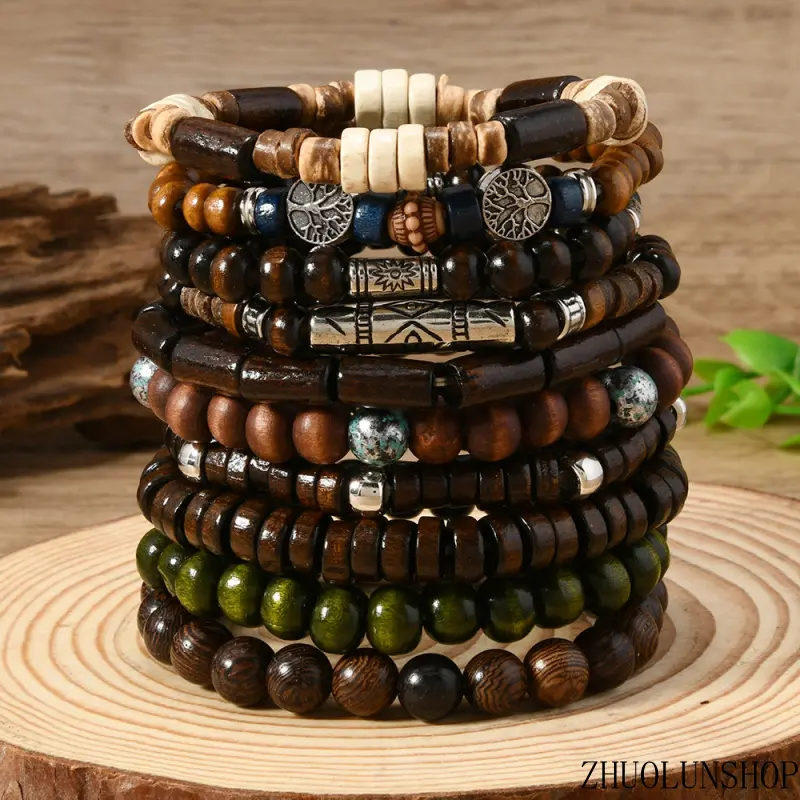 Boho Multi-Style Elastic Beaded Stack Bracelet Set Unisex For Men Women Daily Earth Tone Outfit Matching Bohemian Jewelry, Viral Cottagecore Hippie Festival Boho Aesthetic Wrist Staples, Lightweight Exquisite Stretch Multi-Pack Hand Jewelry Bundle, Versat
