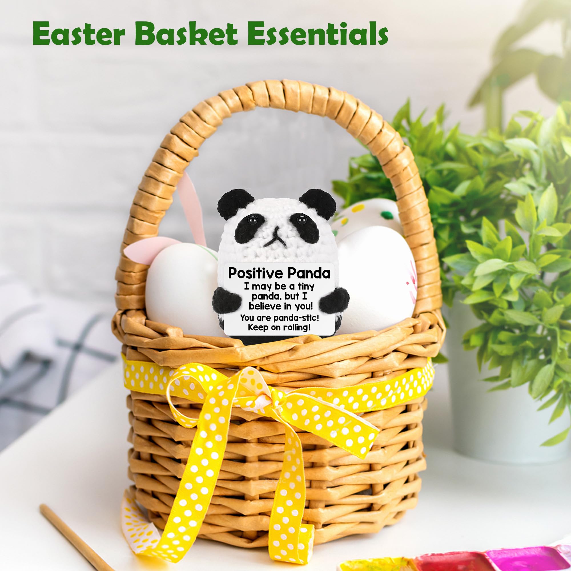 Handmade Crochet Panda Emotional Support Plush, Soft Mini Stuffed Animal, Cute Stress Relief Toy, Portable Desk & Home Decor Companion, Ideal Gifts for Women Men Teacher, Birthday & Teacher Appreciation Presents, Easter Basket Stuffers & Egg Fillers