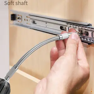 Hexagonal Shank Metal Flexible Shaft Electric Drill Directional Screwdriver 143mm/5.63in Silver [Bulk] 50g)