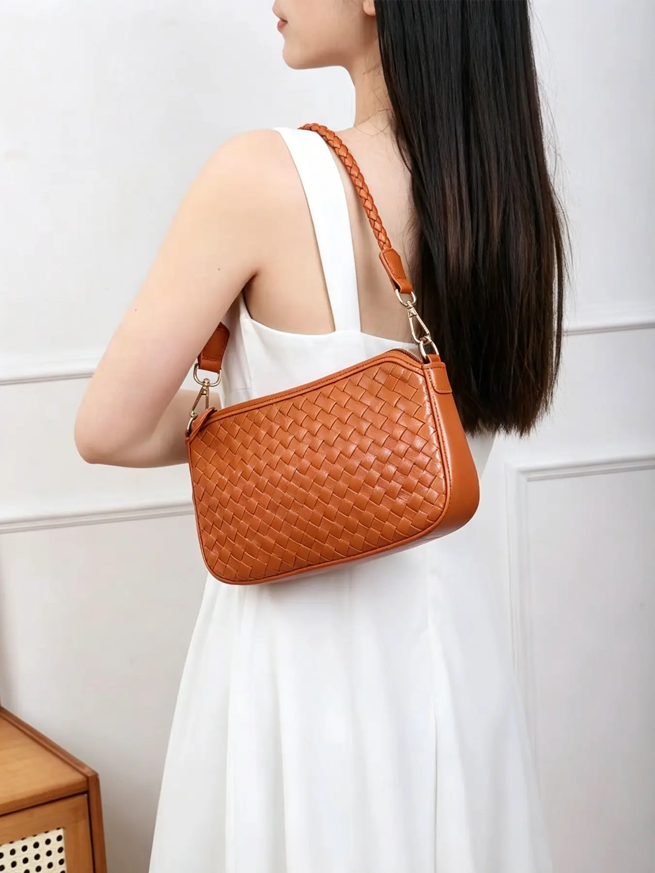 Women's Handwoven Leather Crossbody Bag, Small Square Clutch, Crafted with Care, Perfect for Everyday Use, Elegant and Practical Design, Boho Shoulder Bag