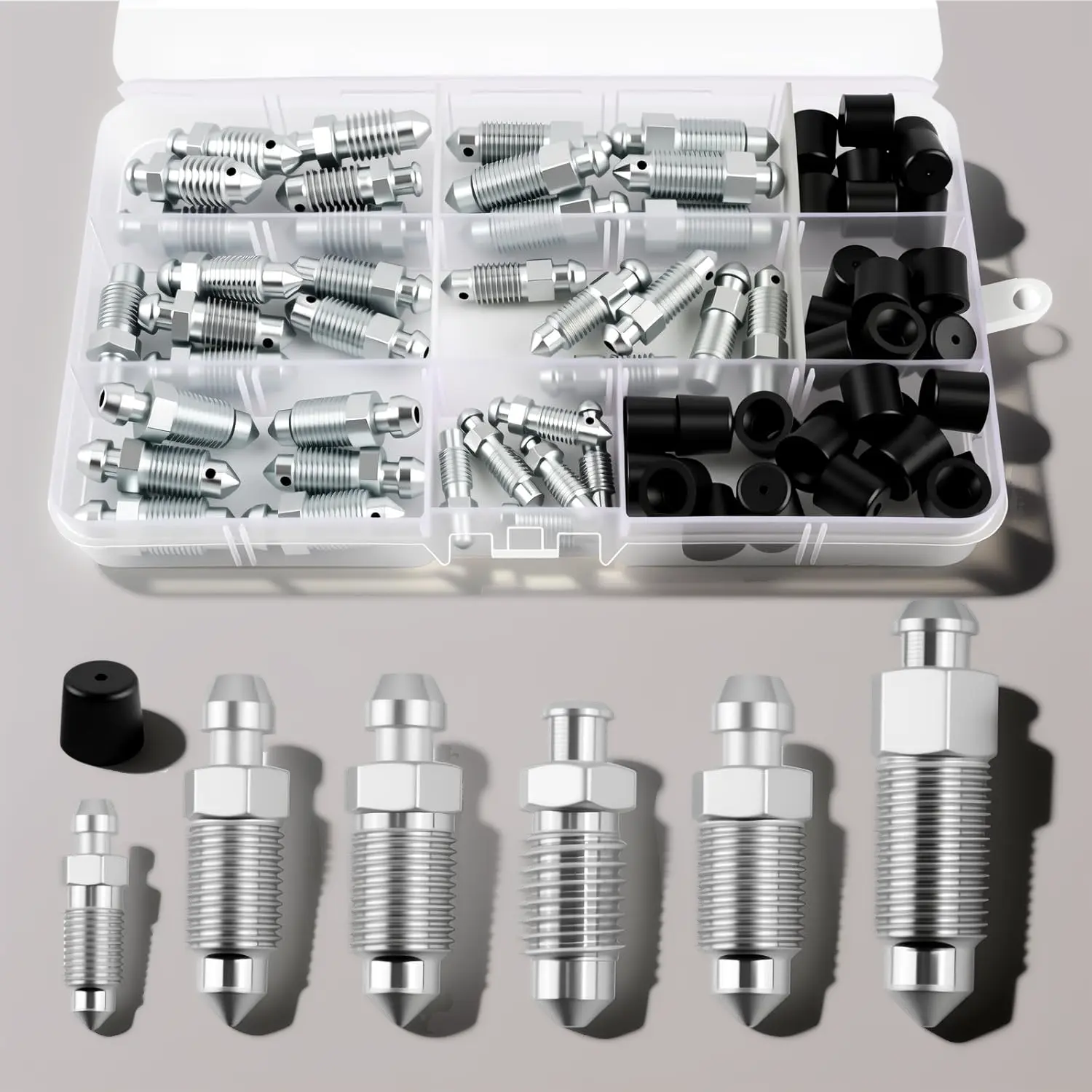 36PCS Brake Bleeder Screw Kit – Metric/SAE Car Brake Bleeder Valves with Caps, Replacement for H9402-6 & H9403-6, Universal Brake Bleeders Kit with Organizer Box