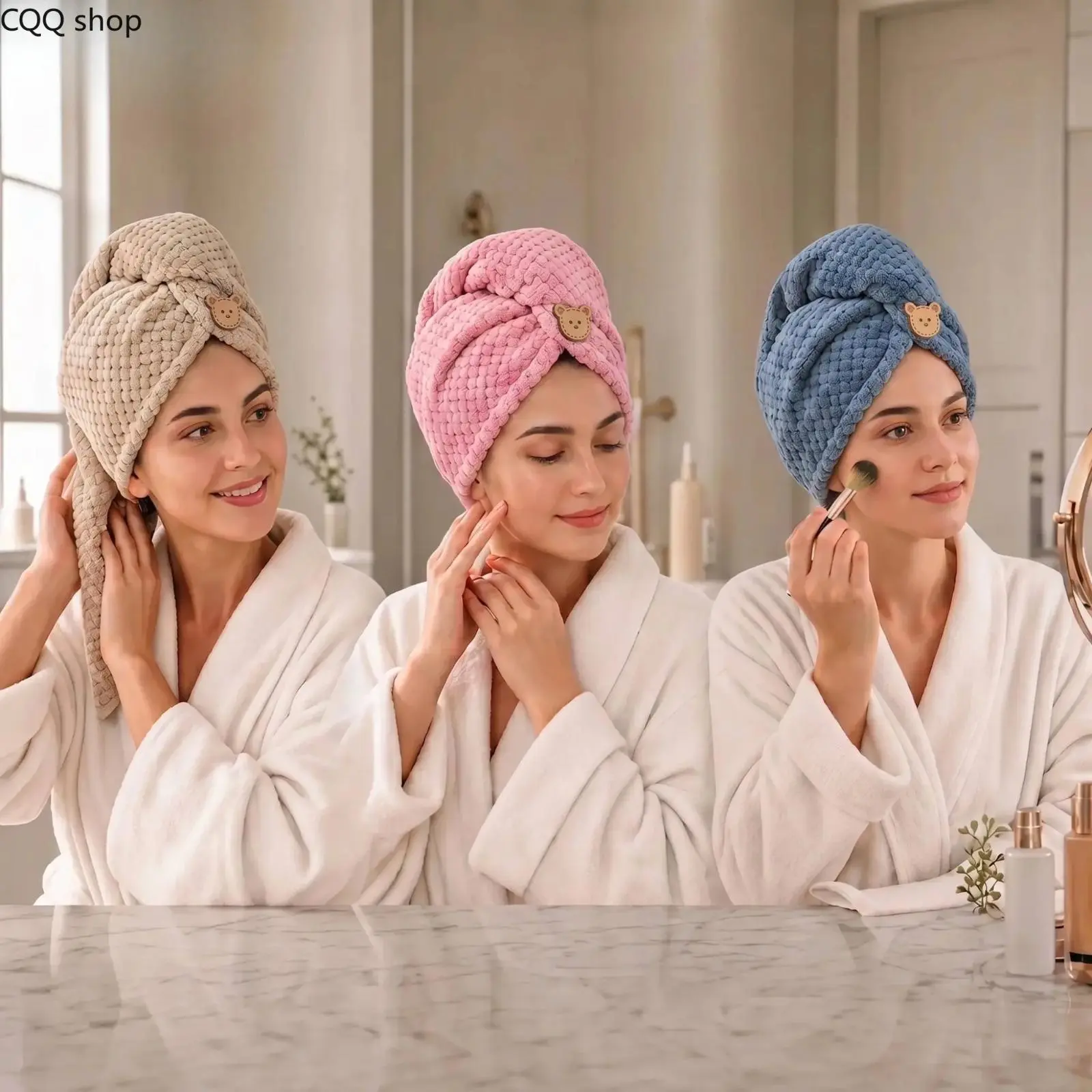 【Summary Wins】Microfiber Hair Towel Wrap for Women, Quick Dry Microfiber Hair Turban, Anti-Frizz Hair Wrap for Long Thick Curly Hair, Fast Dry Reduces Frizz & Breakage, Lightweight Button Loop Design for Shower, Gym, Travel & Spa