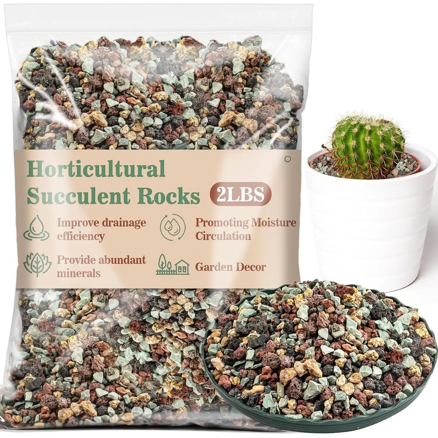 2LBS Horticultural Succulent Rocks Bonsai Mix Succulent Potting Mix Lava Rocks Cactus Soil Potting Mix Amendment