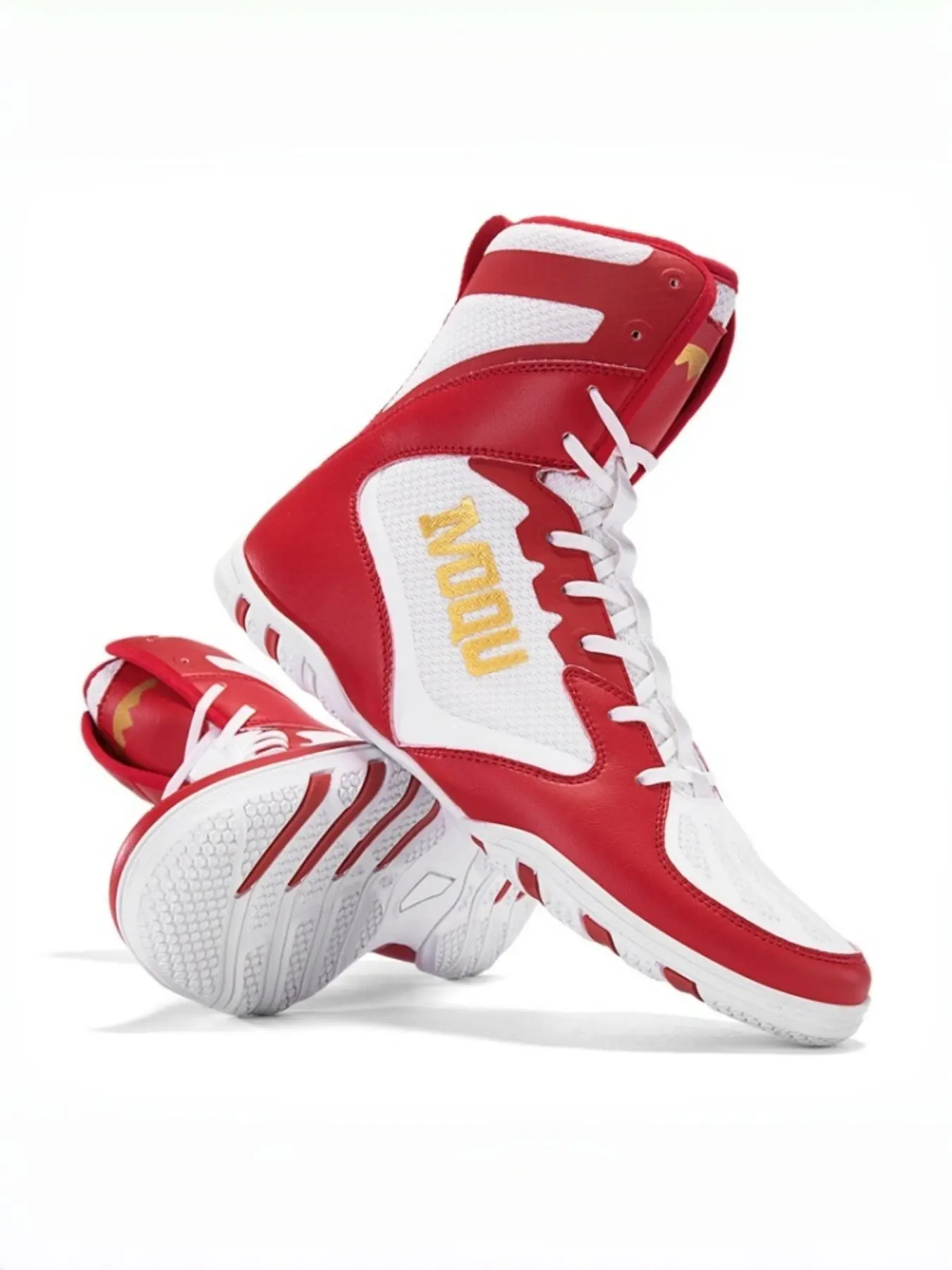 Men's Professional High-Top Boxing Shoes, Lightweight Anti-Slip Rubber Sole, Wrestling Shoes, Shock Absorption, Breathable, All Seasons