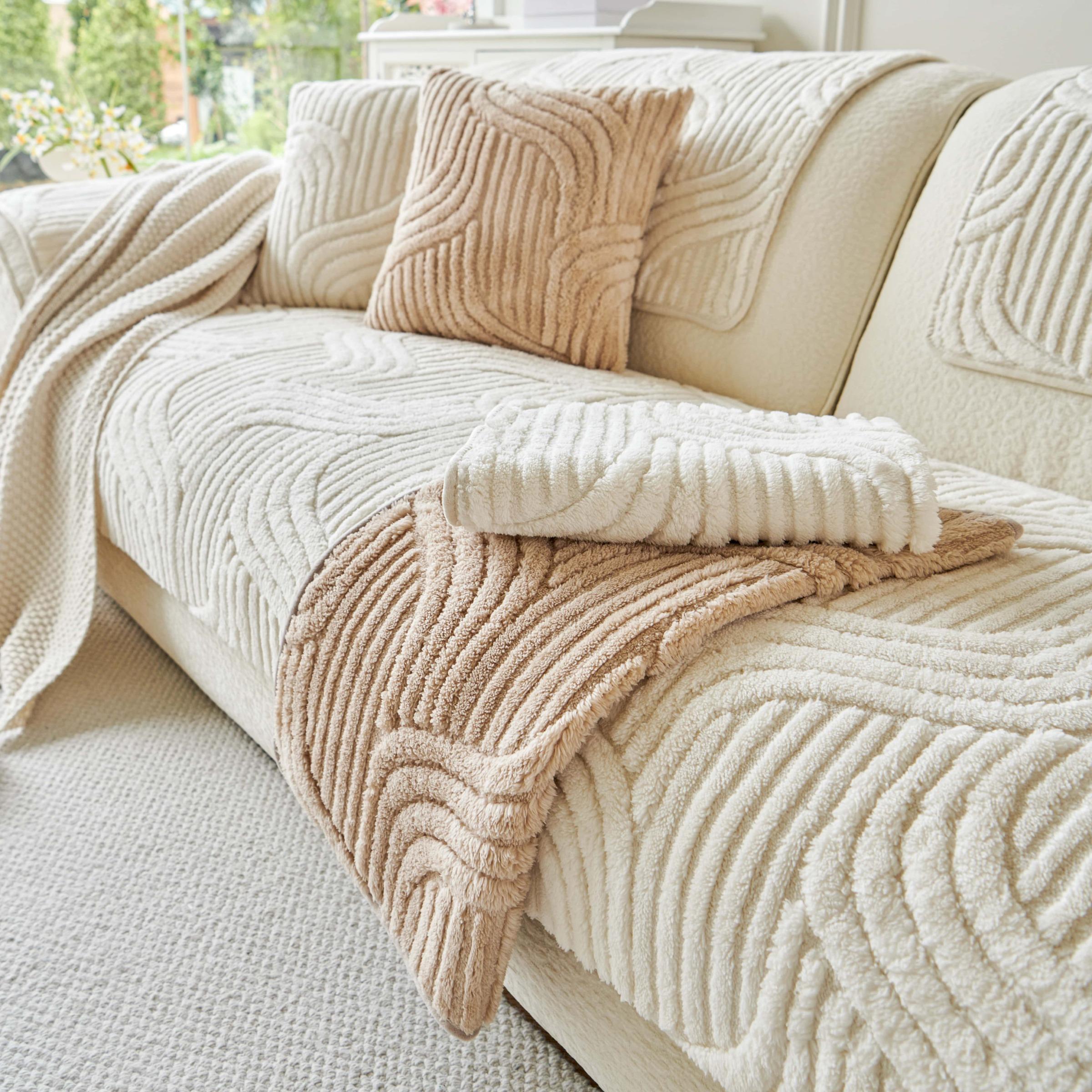 Solid Color Quilted Sofa Cover, Washable Couch Covers, Washable Sofa Slipcover, 1 Count Thickened Non-Slip Sofa Cushion Cover, Soft Dustproof Sofa Protector for Living Room or Office#GLOBAL PICKS