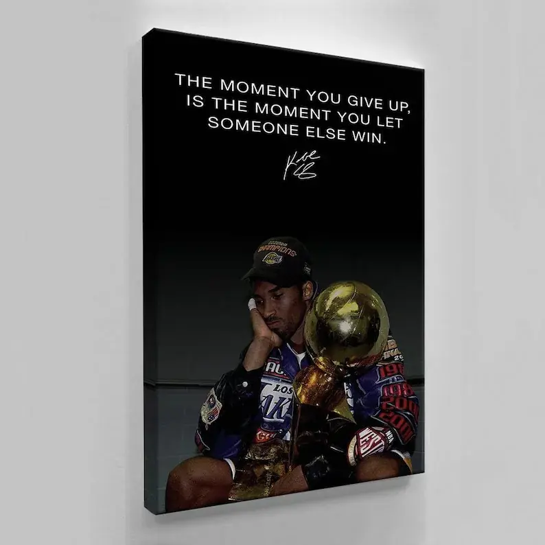 The Moment You Give Up Motivation Quotes Wall Decor Inspirational Canvas Kobe Bryant Basketball Player Poster Gym Wall Art Black Mamba Art