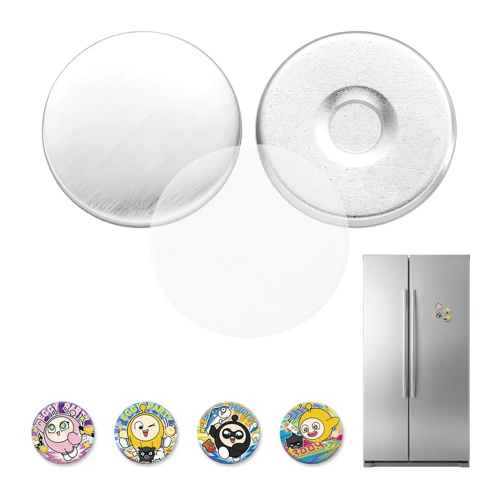 VEVOR 25mm Steel Button Maker Supplies Kit, 50 Sets Refrigerator Magnets with Magnetic Backs, Metal Shells, Transparent Mylar Films & Blank Circle Papers for Home DIY, Christmas, Wedding Decor