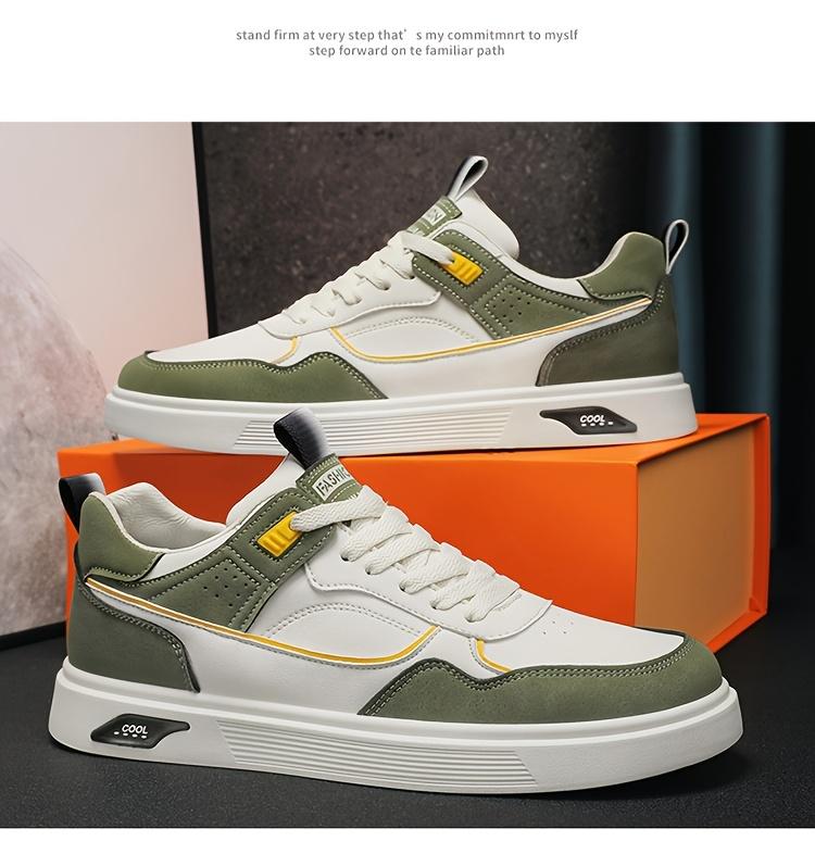 2024 Men's Low-top Skate Shoes - White and Gray Casual Lace-up Sneakers, Durable PU Upper and PVC Sole, Comfortable Insole, Suitable Casual Wear