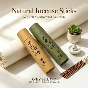 High-Quality Old Mountain Sandalwood and Mugwort Incense Sticks, 400 Pieces, Air Purification, Sleep Aid, Long-Lasting Scent, 8.58 Inches