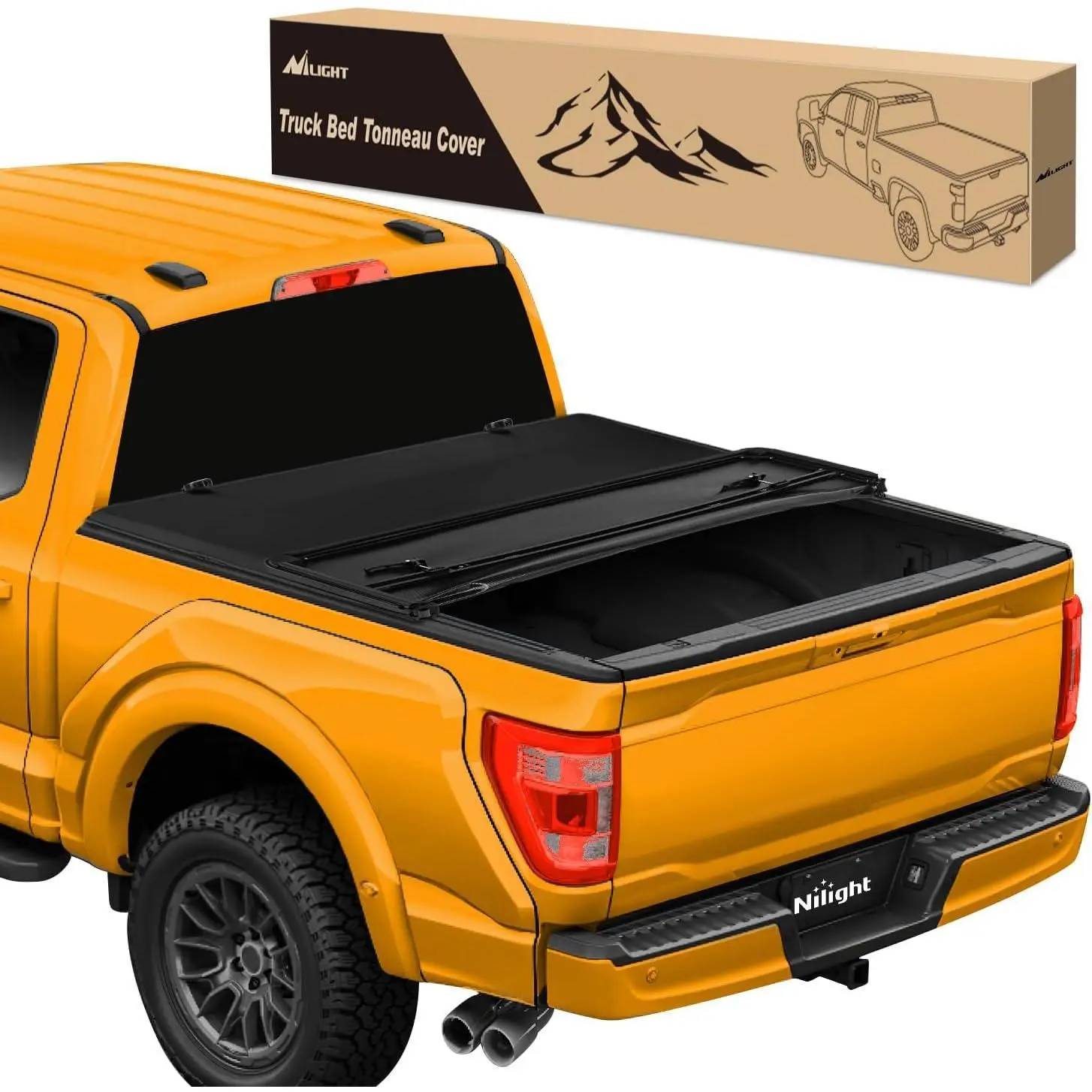 Nilight Soft Tri-fold Truck Bed Tonneau Cover, Custom Fit for Ford F150 2015-2025, 5.5ft Bed, All Weather, with Accessories for Installation