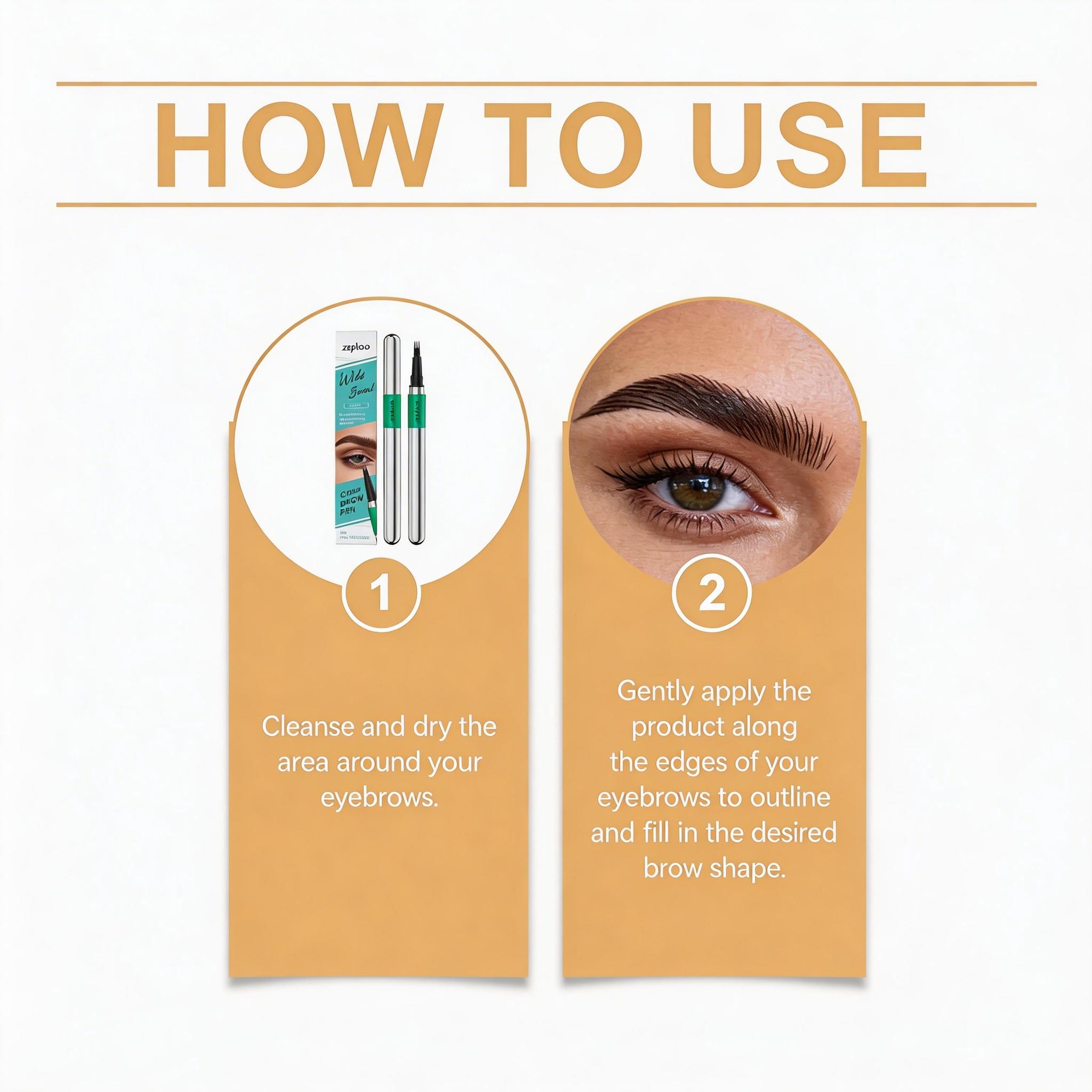 ZEPHOCO 4-Tip Brow Pen Black, VP/DMAPA Acrylates Copolymer Waterproof Film, Ultra-Fine Tip Precise Sculpting, Smooth Clump-Free, Twist-Up Design, Smudge-Resistant All-Day Wear for All Brows