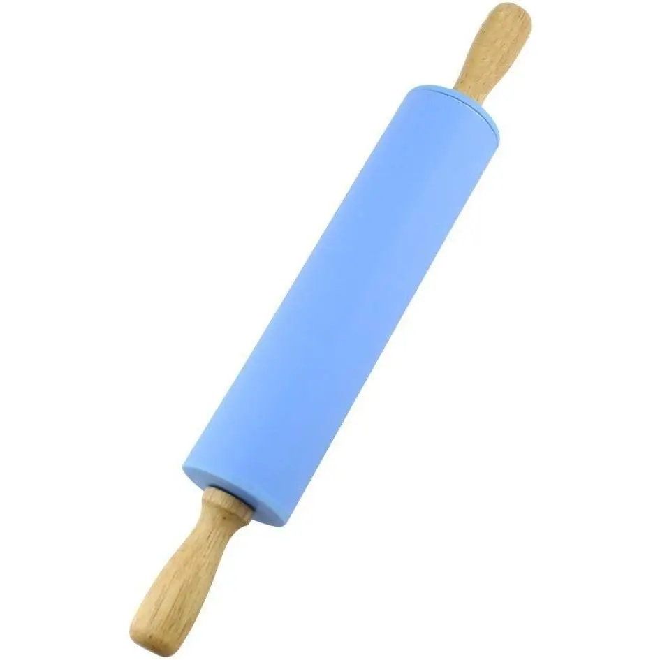 Rolling Pin with Wooden Handle - Non Stick Surface Dough Roller-roller pins for baking Pastry,Pizza,Fondant,Tortilla, Bread Crus& Christmas Cookies Supplies  for  Bakers.
