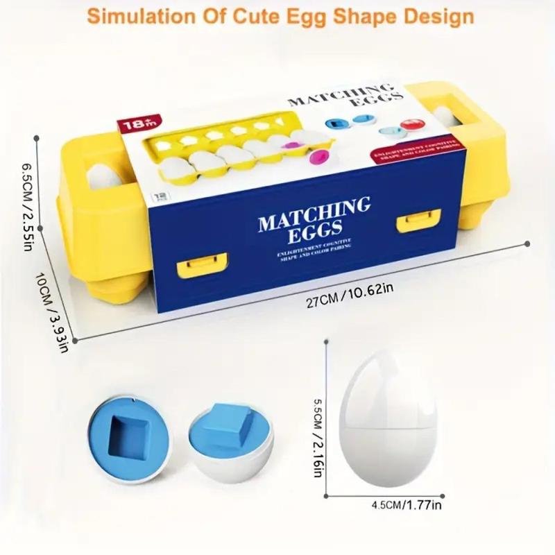 Random Color Egg Shaped Puzzle Toy, Shape Sorter, 12pcs/set Colorful Egg Matching Set, Early Learning & Fine Motor Skills Puzzle for Youngsters