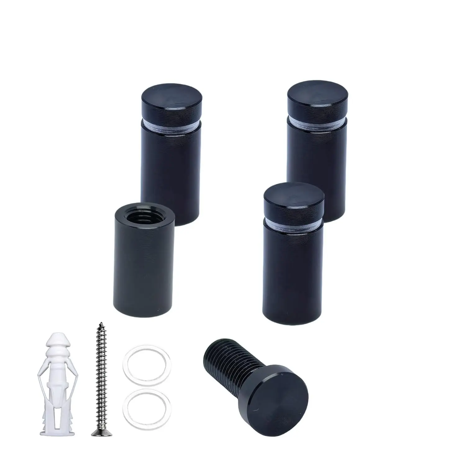 Pack of 4, Aluminum Standoff Screws, Wall Sign Standoff Mounting Hardware Advertising Glass Standoff Nail for Hanging Acrylic Picture Frame (Black, 1/2" x 3/4")