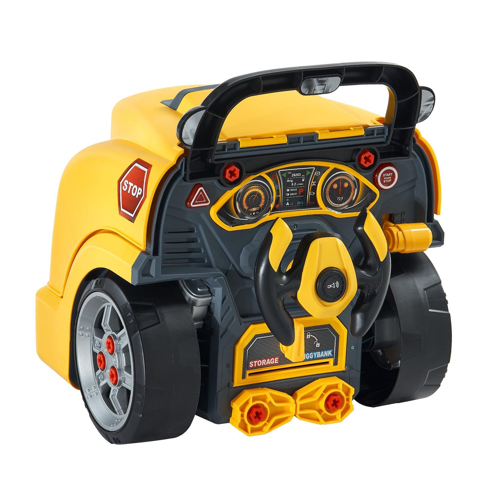 VEVOR Engine Toy, 60 Pieces, Kids Mechanic Car Repair Set with Removable Parts, Lights and Sounds, Steering Wheel and Horn, Kids Mechanic Workshop Set for Toddler Ages 3 Years and Up, Yellow