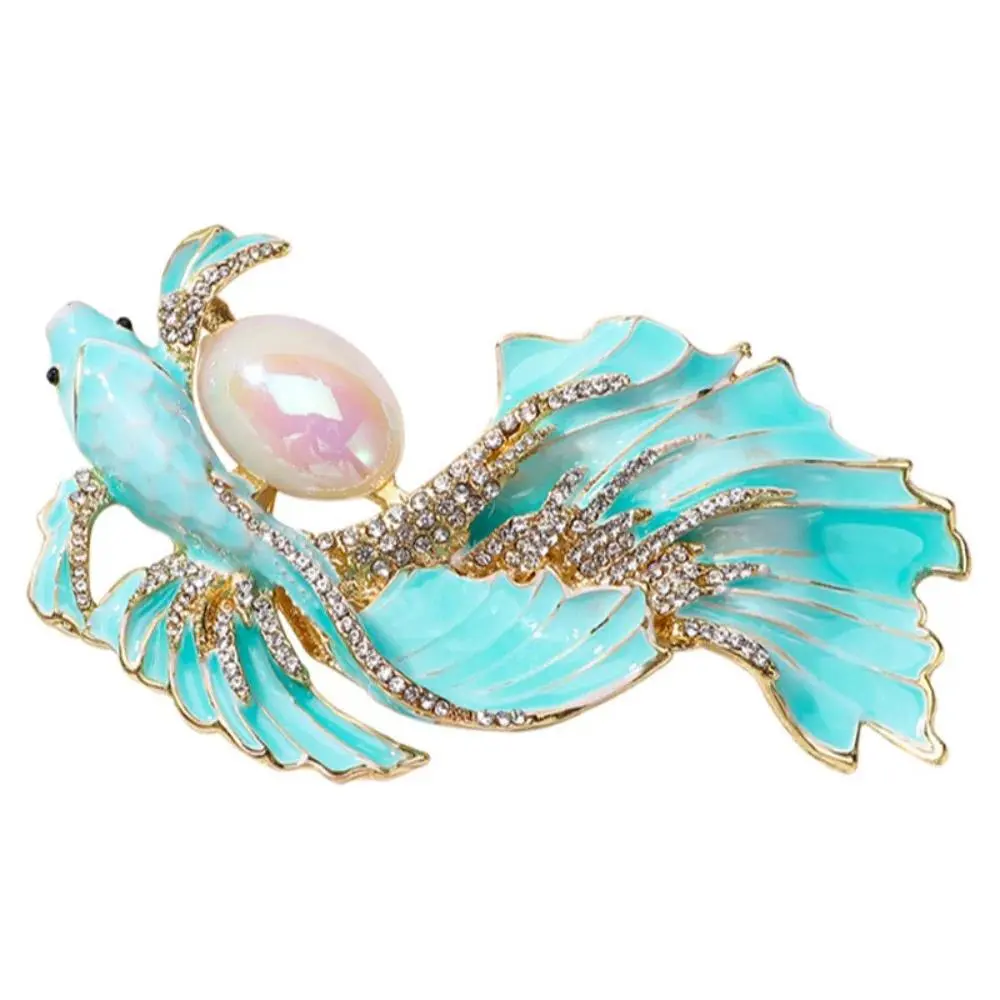 Medieval French Glaze Dripping Oil Koi Fish Goldfish Brooch Female Coat Animal Pin Corsage Accessories
