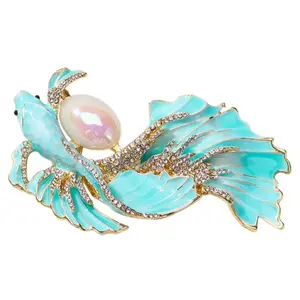 Medieval French Glaze Dripping Oil Koi Fish Goldfish Brooch Female Coat Animal Pin Corsage Accessories