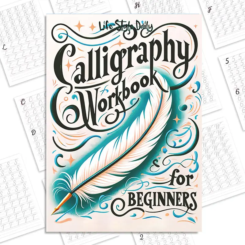 Vintage Quill Pen Style English Calligraphy Practice Book, Learning Materials: Beginner's Guide to Cursive Script with Pen Control Training, Step-by-Stroke Instruction from Basic Strokes to Letters for Beginners, Easily Master European Classical