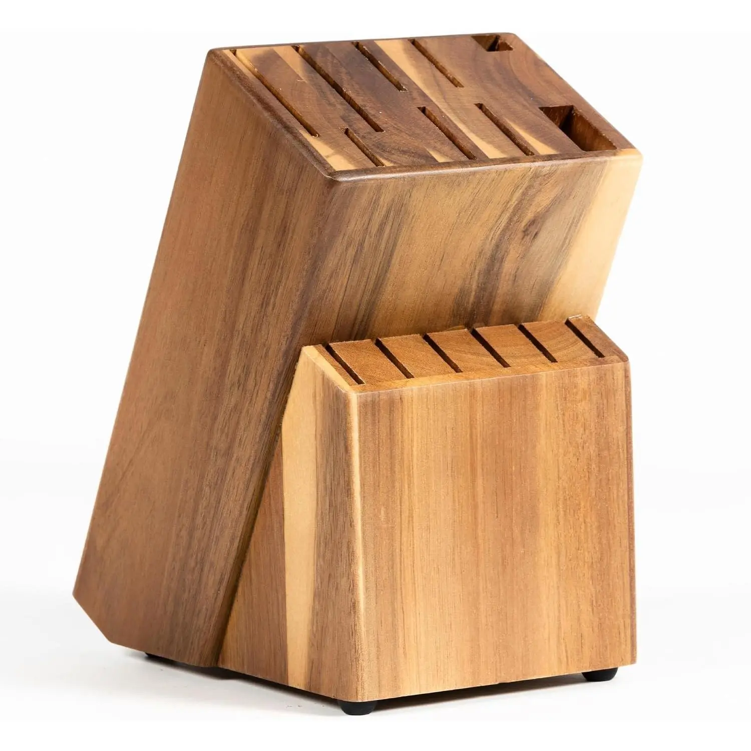 Acacia Wood Kitchen Knife Block - 15 Slots Knife Holder - Professional Quality Wood Knife Organizer - Secure Knife Stand To Keep Knives Neat & Sharp - Knife Blocks for Kitchen Knife StorageGift
