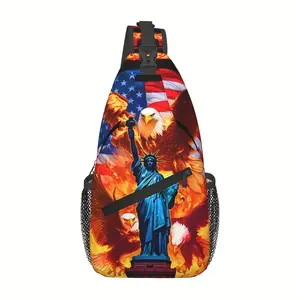 Crossbody chest bag for hiking, symbolizing American freedom, shoulder bag, foldable, large capacity, stylish and durable, can be used for shopping, work, leisure travel, beach bag, fishing backpack, travel accessories, school backpack, Christmas gift