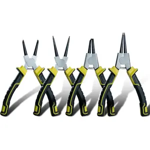 Pliers Set, 4 Pcs Circlip Pliers Kit with Straight Bent External Heavy Duty Snap Ring Tool for Removing Retaining
