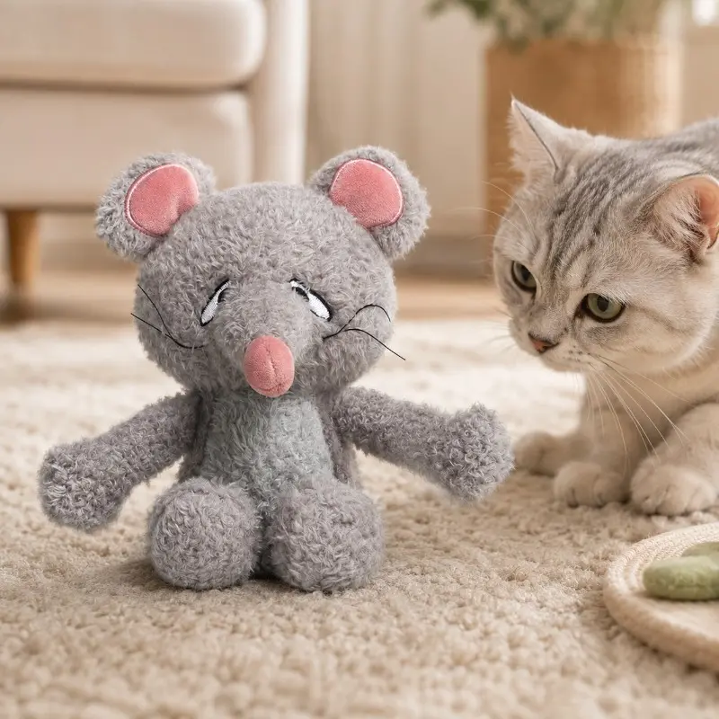 Mouse Plush Toy Pillow, Cute Little Mouse Stuffed Doll Soft Huggable for Pet Play, Sofa Bedroom Home Decoration and Holiday Gifts