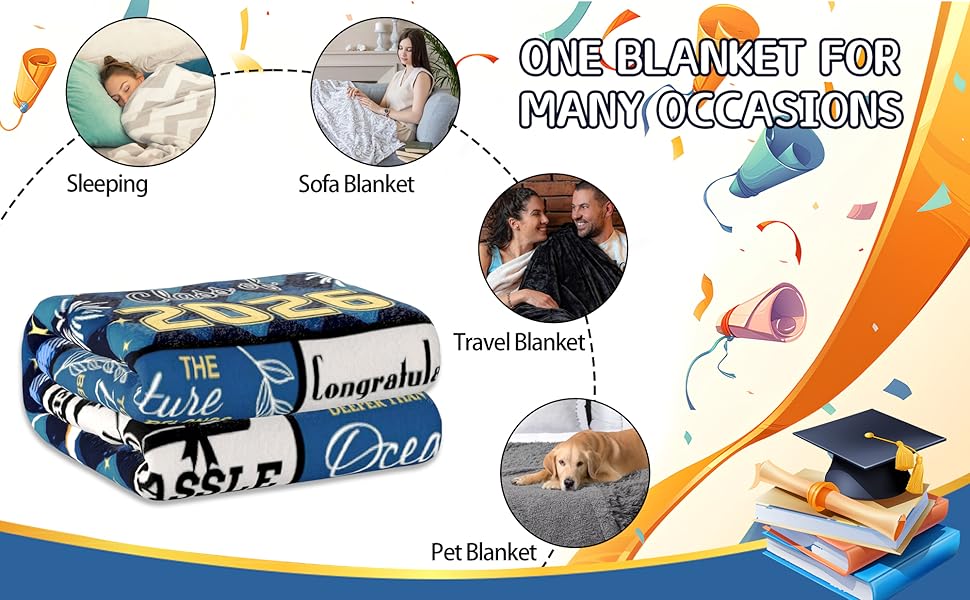 2026 Graduation Blanket for Her Him, Class of 2026 Graduation Gifts, High School Gift for Son Daughter, PHD College/Masters Souvenir Inspirational Quote Graduation Blankets for Women Men