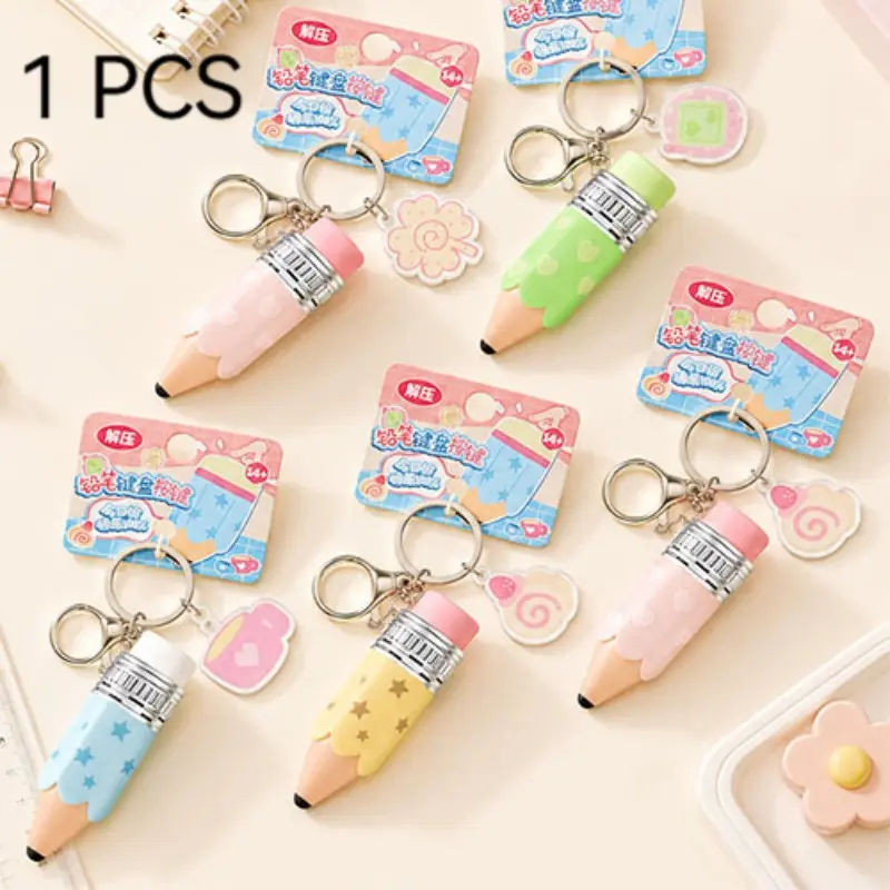 Stress Relief Pencil Keyboard Keychain, Bag Pendant Accessory, Mood Booster Press Fun Pencil, Hanging Ornament for Bags