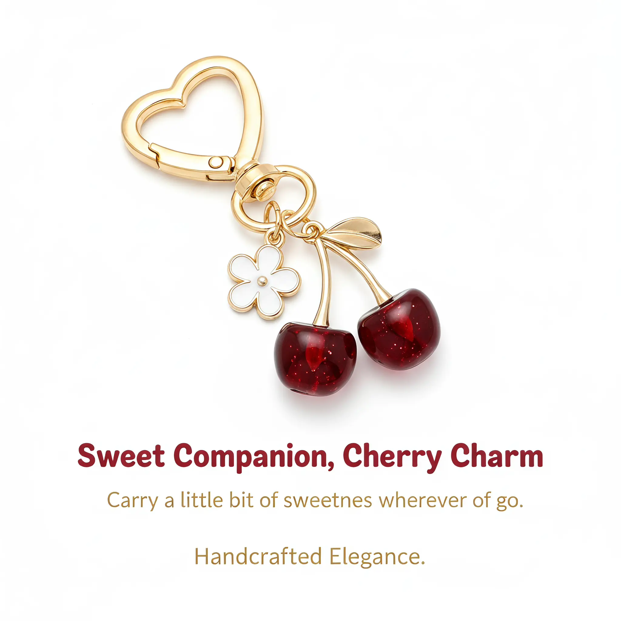 Fresh cherry keychain, fruit cherry, girlish heart bag charm