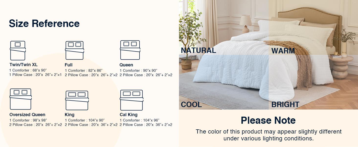 SkyBlue Twin/Twin XL Comforter Set - 2 Pieces Seersucker Lightweight Bedding Comforter Sets (1 Soft Comforter & 1 Pillowcase) - All Cozy Bed Sets for Men