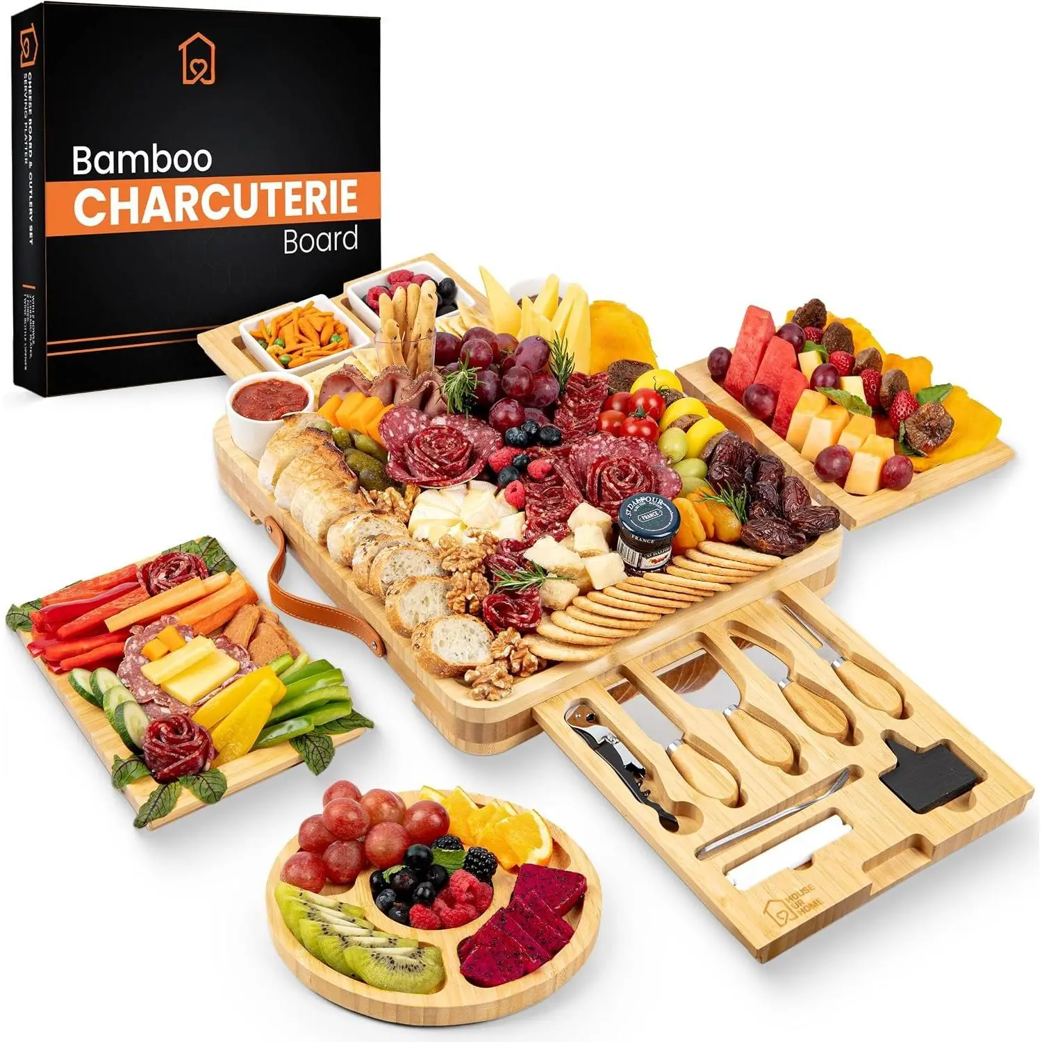 Charcuterie Board  Set | Large Cheese Board with  Drawers,  & Bowls |  warming, Wedding for Couples and Hosts
