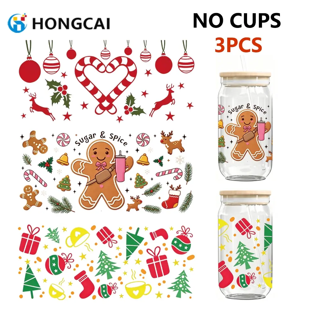 3PCS Versatile Holiday UV DTF Rub on Transfers, Cold Transfer Stickers for Ceramic, Metal, Glass Hard Surfaces, Easy Apply Durable Decals for Home DIY Art