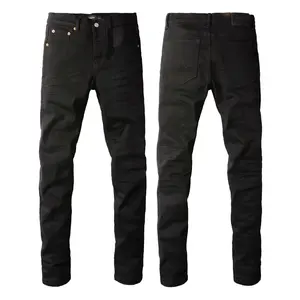 Men's Skinny Fit Solid Black Denim Jeans, Cotton Blend Stretchy Classic Casual Jeans, Versatile Everyday Work & Streetwear Denim Pants for Men