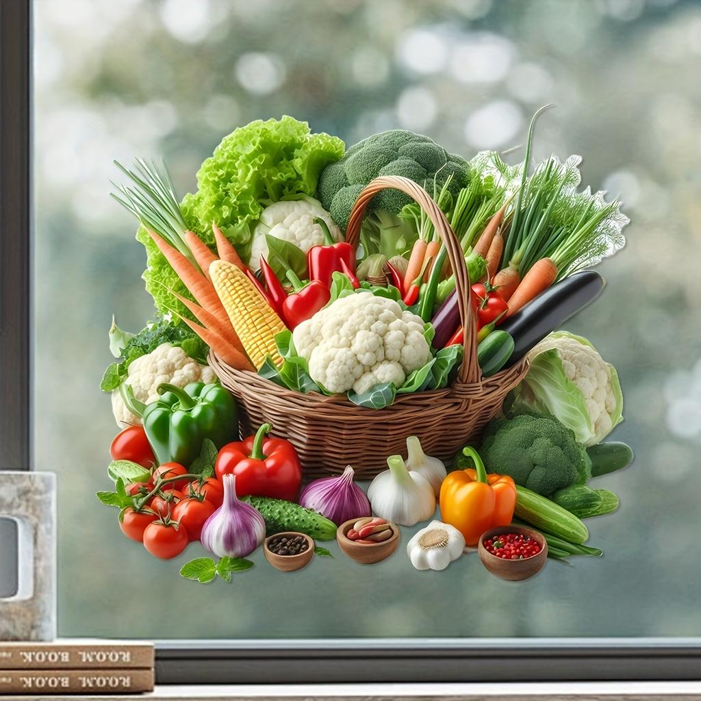 Self-Adhesive Removable Vegetable Fruit Wall Decal, Kitchen Living Room Decoration, Easy Peel & Stick Vinyl Art, Home Decor Sticker