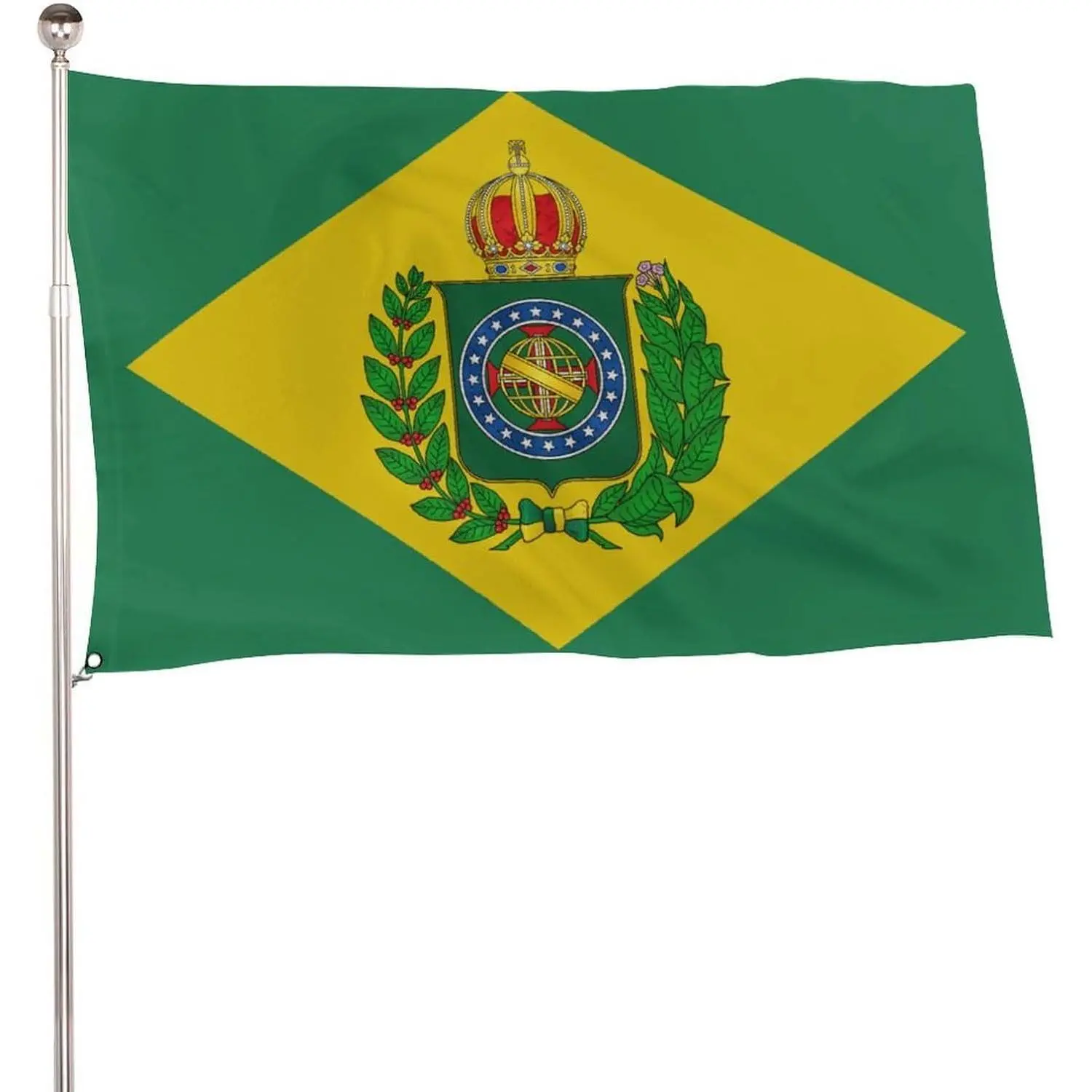 Historical Brazil 1870–1889 Flag Pattern Display Flag, 115D Polyester, 5x3 Ft, with 2 Metal Eyelets