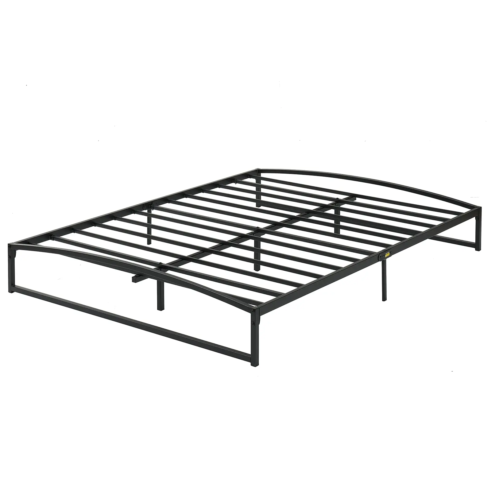 Queen Size 6 Inch Metal Platform Bed Frame Strong Steel Slat Mattress Foundation Convex Edge Design Noise Free Easy Assembly Master Guest Bedroom Black