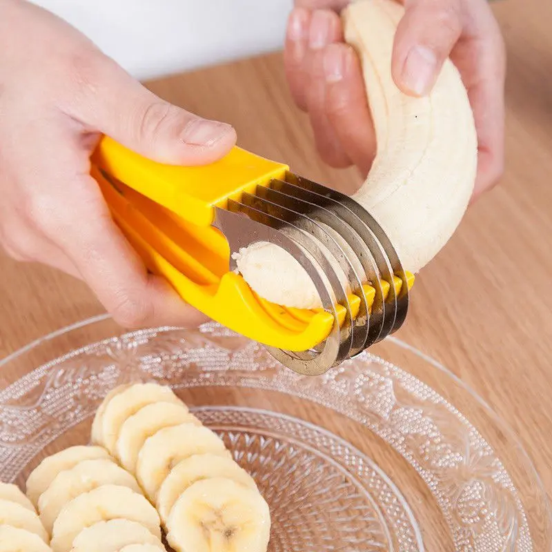 Stainless Steel Banana Slicer, Handheld Quick Slicing Tool for Banana, Sausage, Ham, Convenient Lazy Kitchen Gadget, Handheld Tool