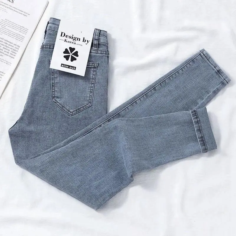 New 2020 Autumn Jeans Women's High-Waisted Slimming Cropped Pants Trendy Student Versatile Straight Legs Smooths Your Silhouette