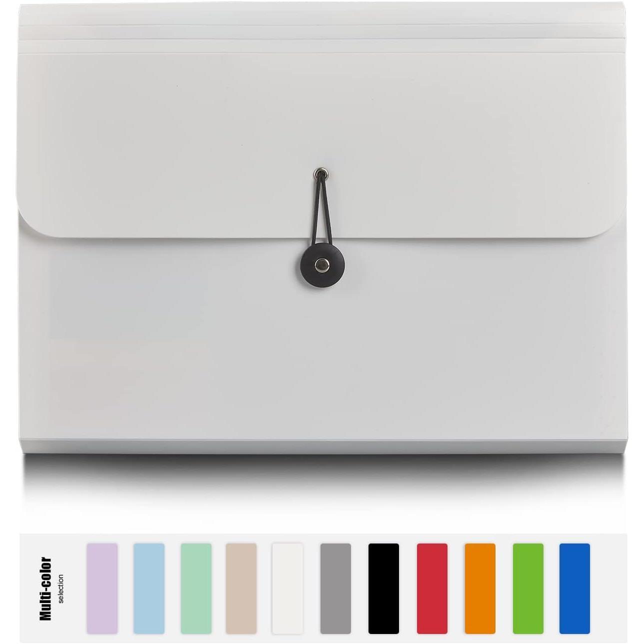 Expanding File Folder, 13 Pockets, White, Polypropylener,for Work, School, , Office Expanding File Folder, 13 Pockets, White, Polypropylener,for Work, School, , Office