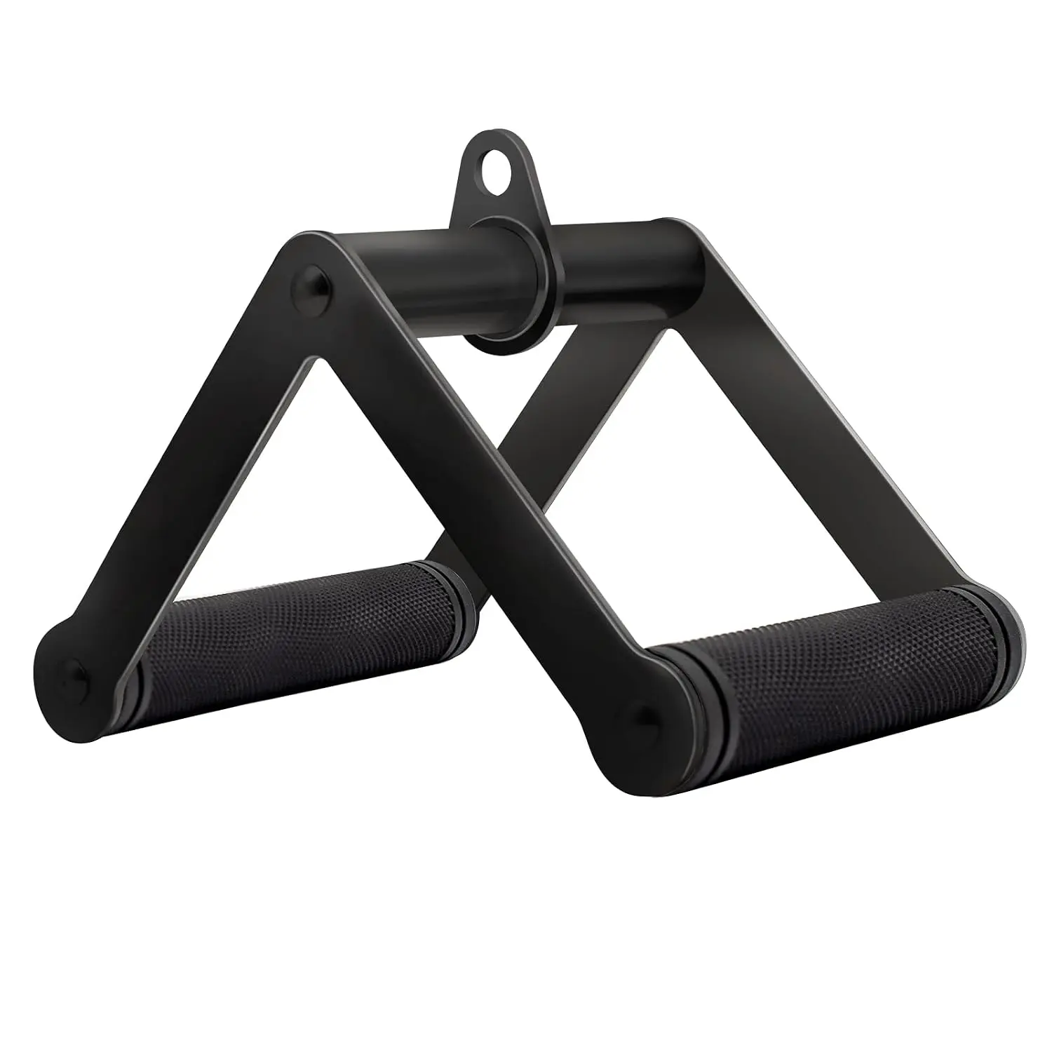 New Double D Row Handle Cable Attachment For Weight Workout, Steel With Non-Slip Rubber Grip (Black)