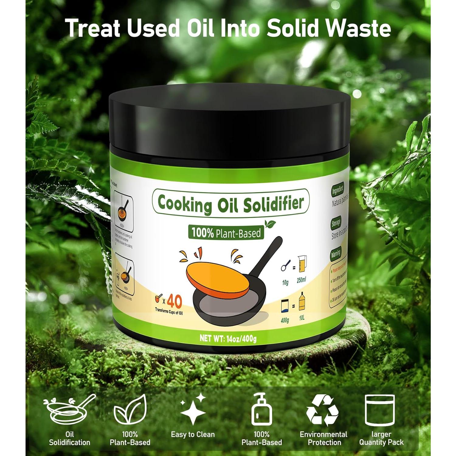 Cooking Oil Solidifier, Solidifies Up to 40 Cups from Mess, -Based Oil Solidifying , Hardener Disposal for Kitchen Cooking Oil Solidifier, Solidifies Up to 40 Cups from Mess, -Based Oil Solidifying , Hardener Disposal for Kitchen