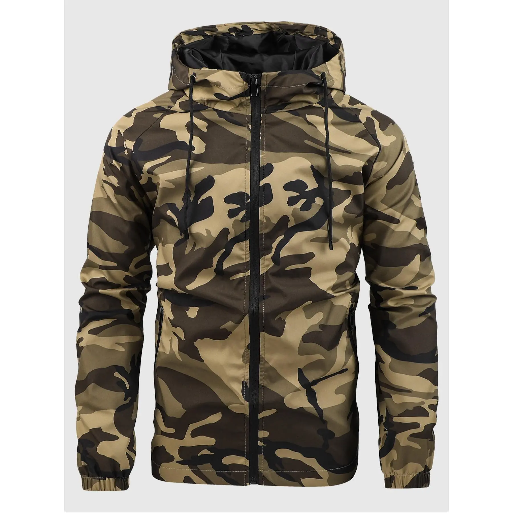 Men's Everyday Outdoor Military Camo Windbreaker Jacket Lightweight Zipper Hiking Camping Coats Streetwear Male Clothing Fashion Techwear cozy soft cool clean chic active sporty casual premium classic stylish durable trendy relaxed comfy urban Multi-Color