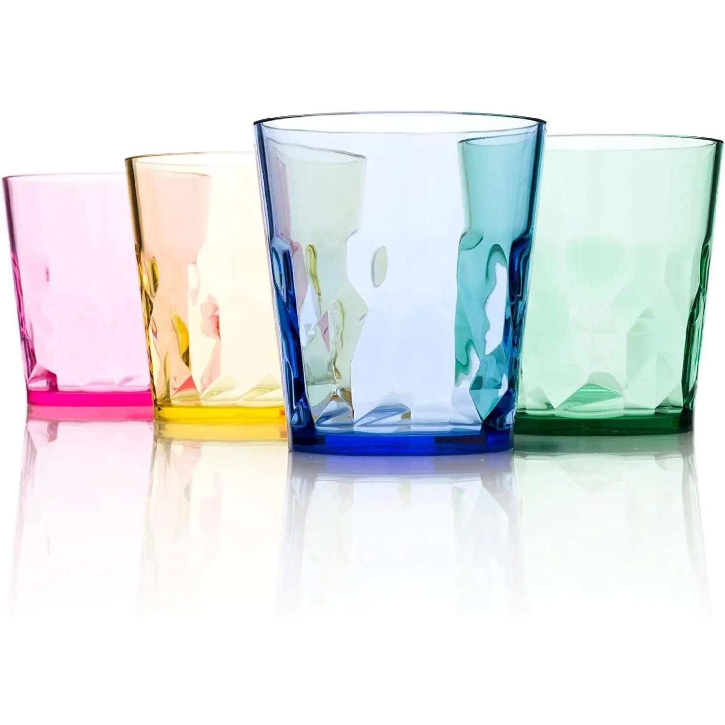 8 oz Unbreakable Premium Juice Glasses Kid Cups- Set of 4 - Super Grade Acrylic Plastic Tumbler Cups - Perfect for Gifts - BPA Free - Dishwasher Safe - Stackable - Reusable