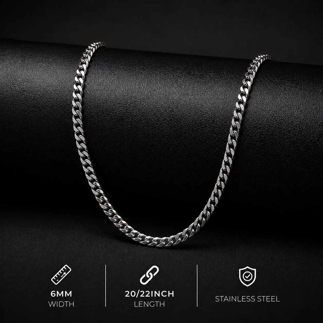 Men's Stainless Steel Necklaces - Silver-Toned Cuban Links, 3mm Twisted Rope, 6mm Iced Out Tennis Styles, Unisex Fit for Hip Hop & Everyday Wear, Casual Retro Iced Look, No Pendant