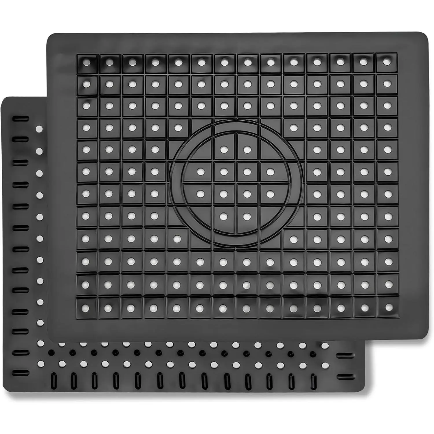 Kitchen Sink Mat, 12" x 10" Dish Drying Mat, Rectangular Sink Protector Mats for Bottom of Kitchen Sink,  Draining Sink Mats Grid, 2 Pack Black