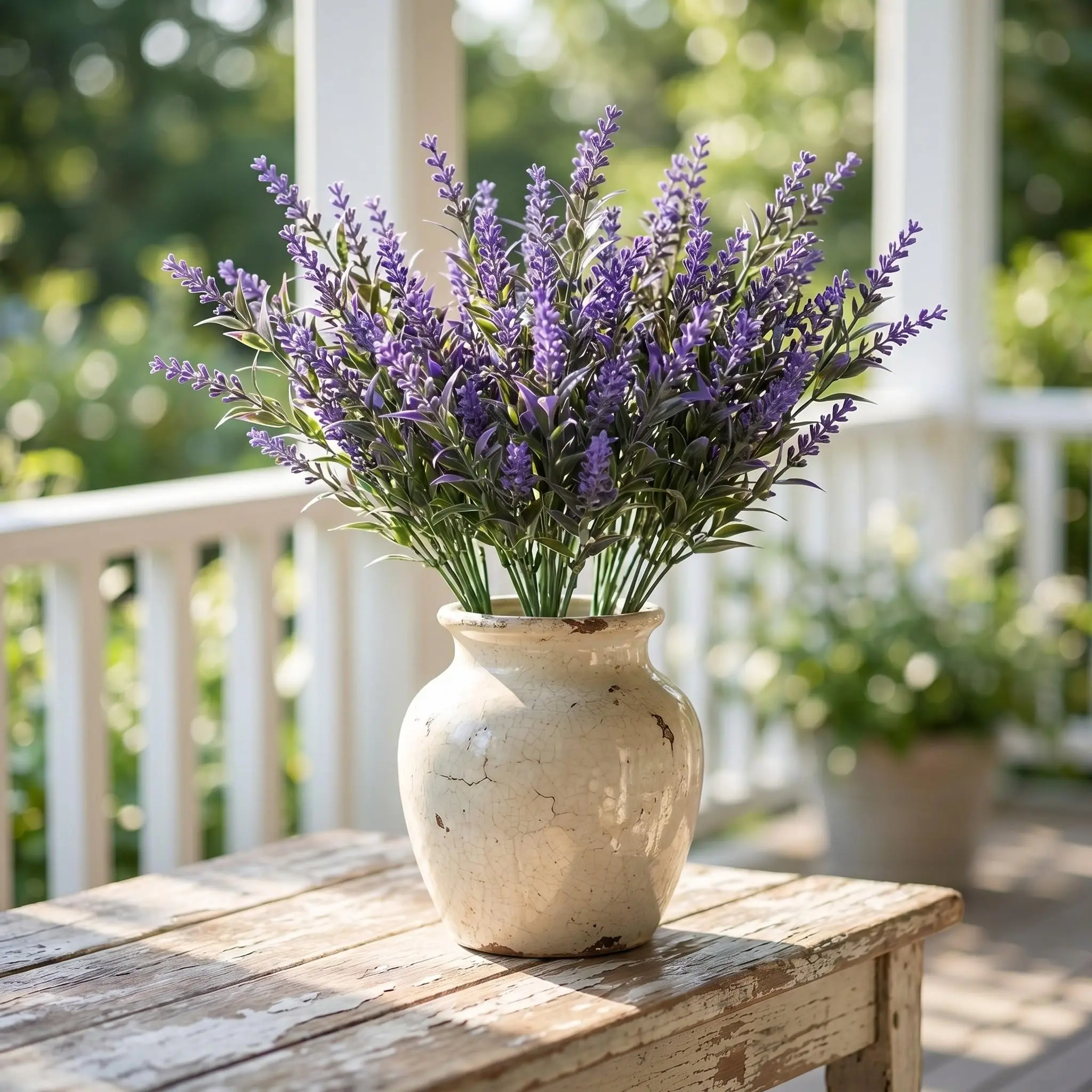 31cm Artificial Purple Lavender Bouquet, Set of 4 Lifelike Faux Lavender Stems, Fake Flowers for Vase Decor, Farmhouse Bedroom Kitchen Wedding Indoor Floral Arrangement