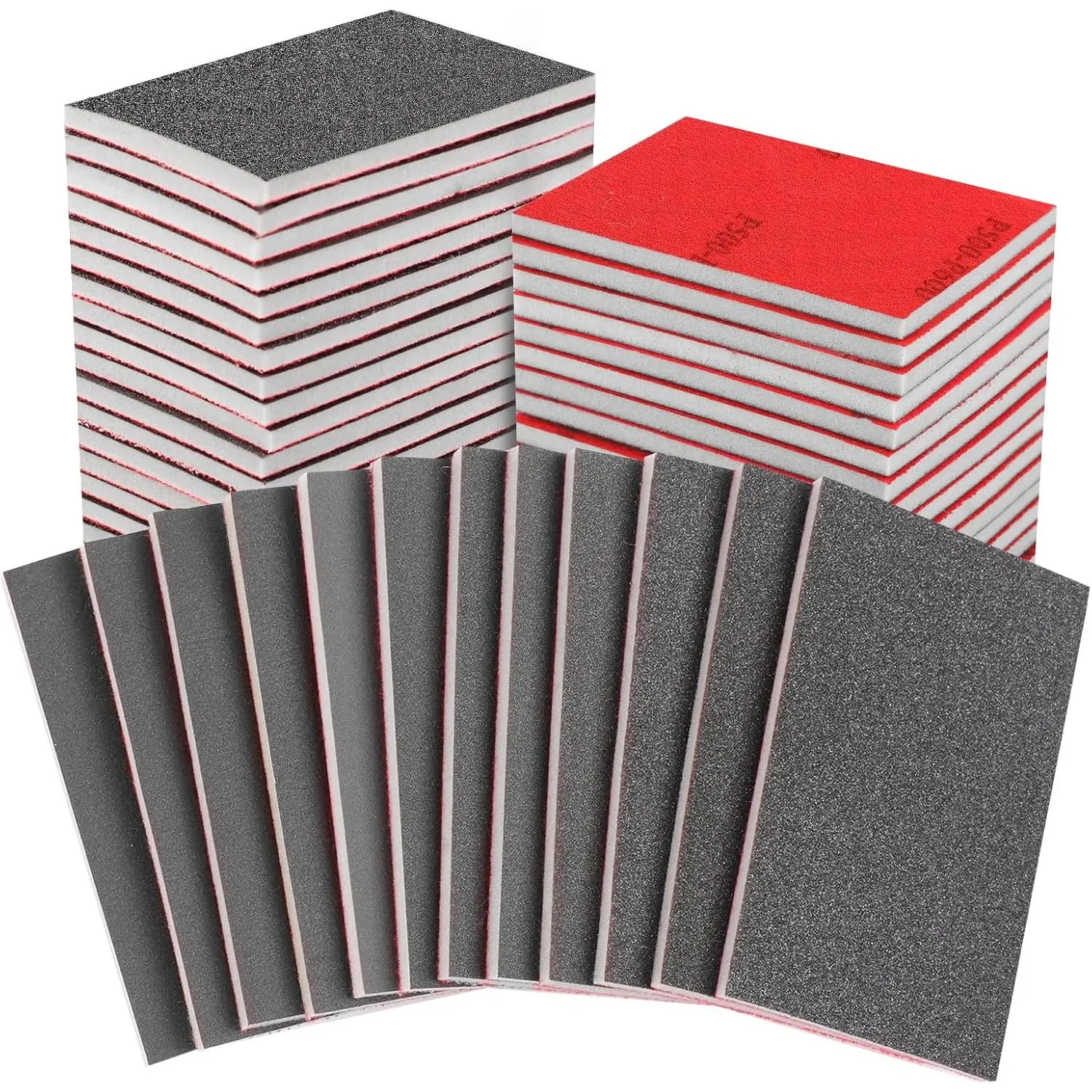 24 count 3 x 4 Inch Sanding Sponge Set, 120-3000 Grit Soft  Hand Sander Block, Hook & Loop Wet Dry Sanding Sponges for Metal Wooden Furniture Drywall Sheetrock and Model Polishing