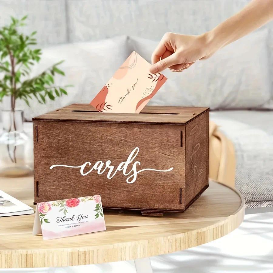 wedding card box, wooden party card box-for wedding banquet wedding invitation storage box wedding decoration ornaments, Valentine's Day, Mother's Day card storage, money box decoration