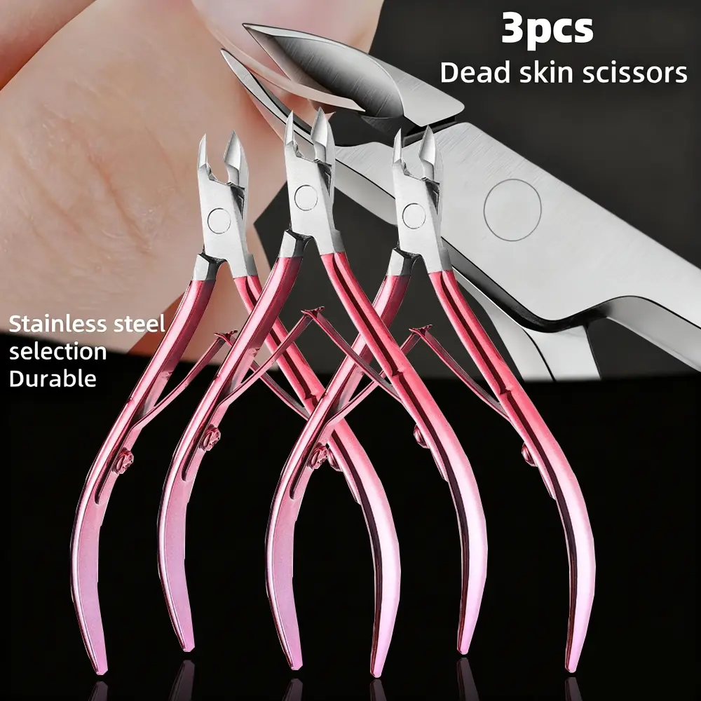 3pcs,Professional Cuticle Nipper, Stainless Steel Cuticle Trimmer with Double Spring, Sharp Jaw Cuticle Cutter for Dead Skin, Hangnails & Cuticles, Manicure Pedicure Tool with Protective Pouch